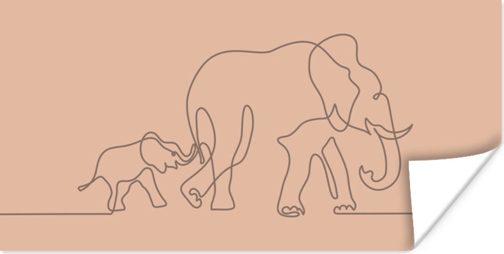 MuchoWow Poster Elefant - Einfach - Minimalismus 40x20 cm - Poster für die Wand - Poster Schlafzimmer