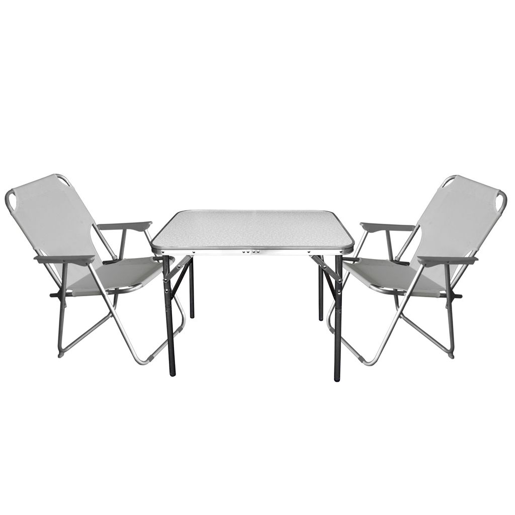 3tlg Campingmöbel-Set Tisch 75x55cm 2x Klappstuhl Hellblau 