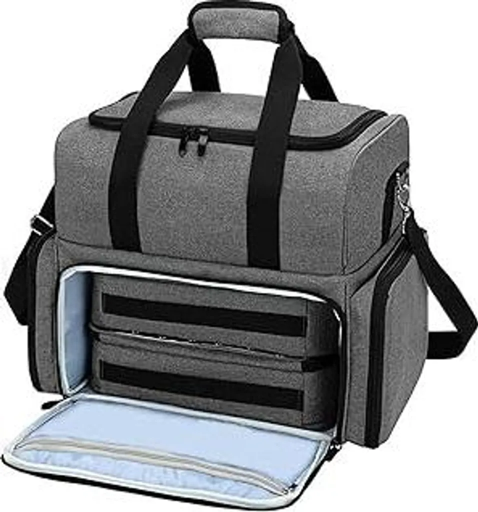 Zimoer Trousse per il trucco, custodia per smalti, organizer a doppio strato per smalti, borsa da viaggio, custodia per accessori per nail design, per 80 flaconi e 1 lampada per unghie