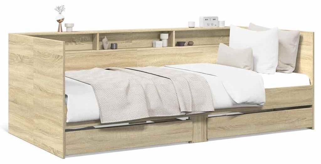 vidaXL Dagbed met lades, zonder matras, Sonoma-eikenhout, Productafbeelding 