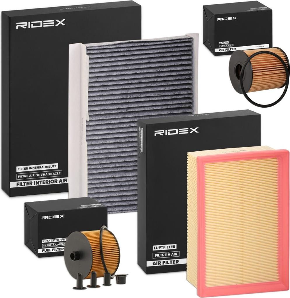 RIDEX Filterset Inspektionspaket Filtersatz passend für PEUGEOT 307 CC (3B) 307 (3A/C) 307 SW (3H) 307 Break (3E) für CITROËN C4 I (LC)
