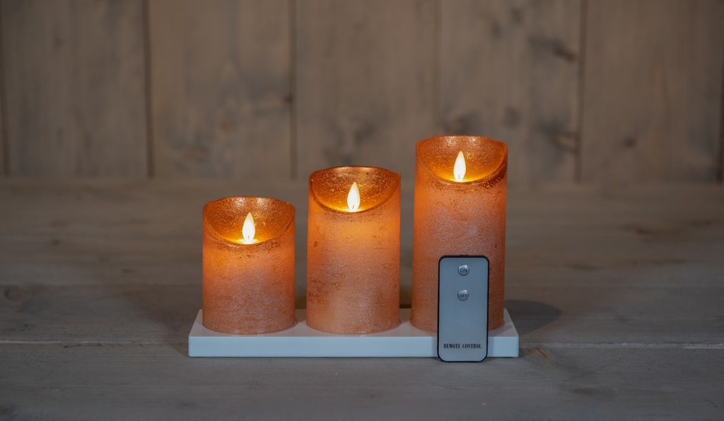 3pcs Bougie Cuivre Cire Rustique Flamme mobile Image du produit 