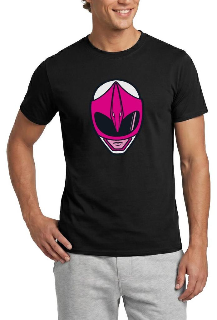 Spreadshirt Power Rangers Pinker Ranger Helm Männer T-Shirt, 4XL, Schwarz