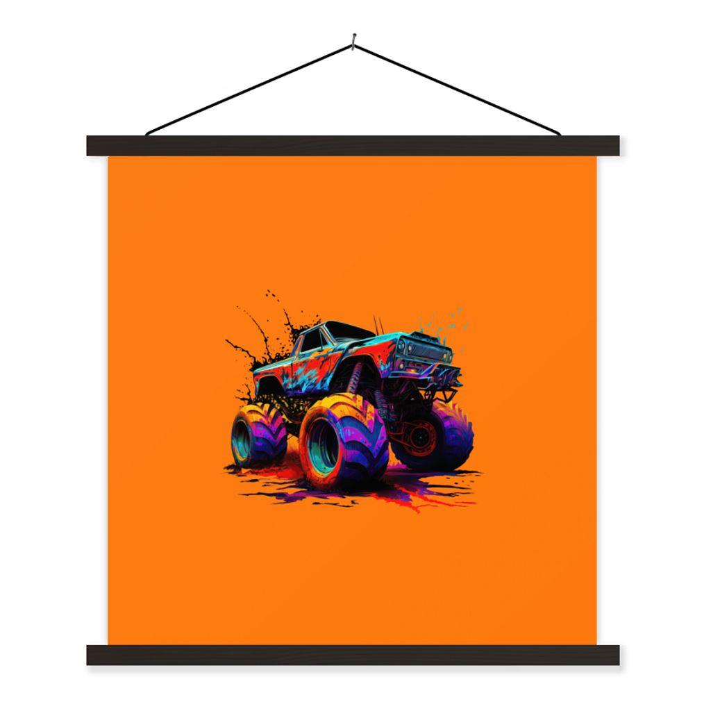 MuchoWow® Textilposter Monstertruck - Neon - Farbe - Orange Produktbild 
