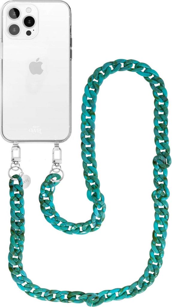 WH Blue Ocean - Hülle mit Band kompatibel mit iPhone 15 Pro Max - Large - Blau