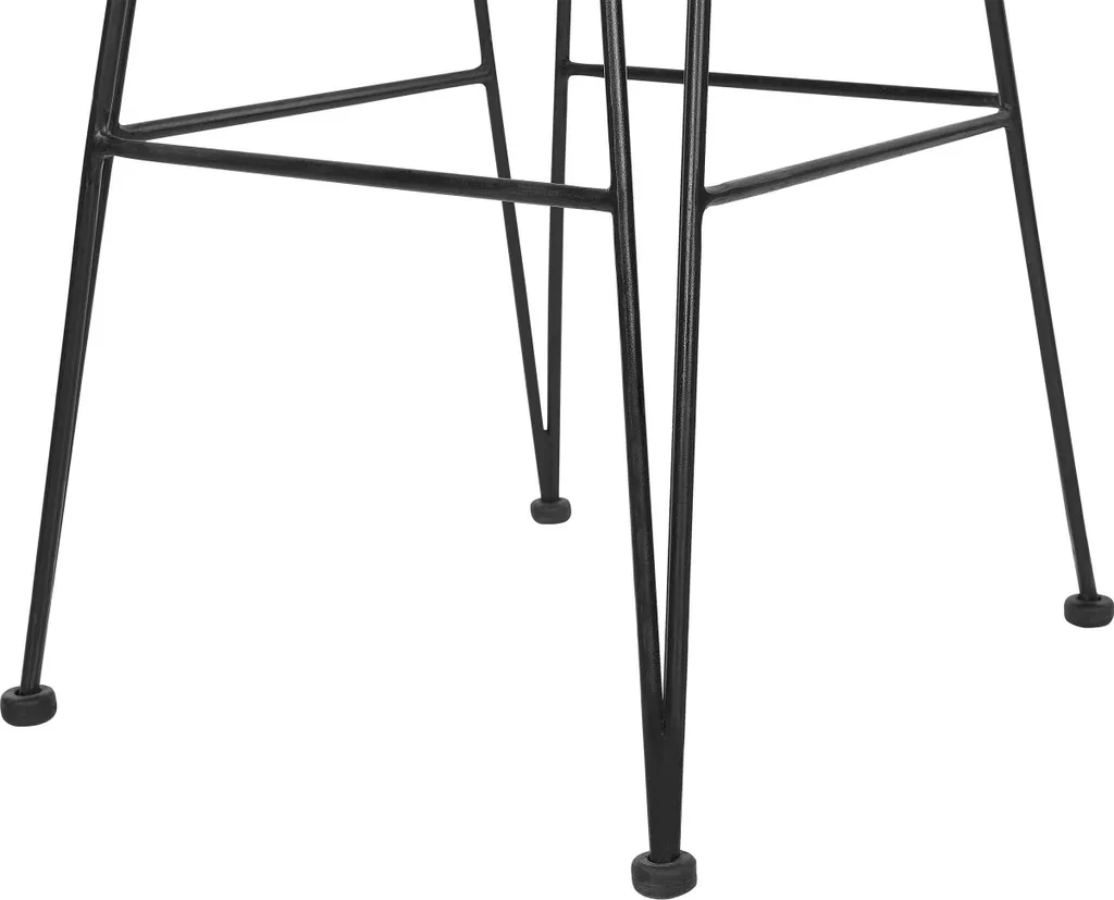 Tabourets de Bar Design Rotin Beige et Structure Métal Noir Rustique - 9