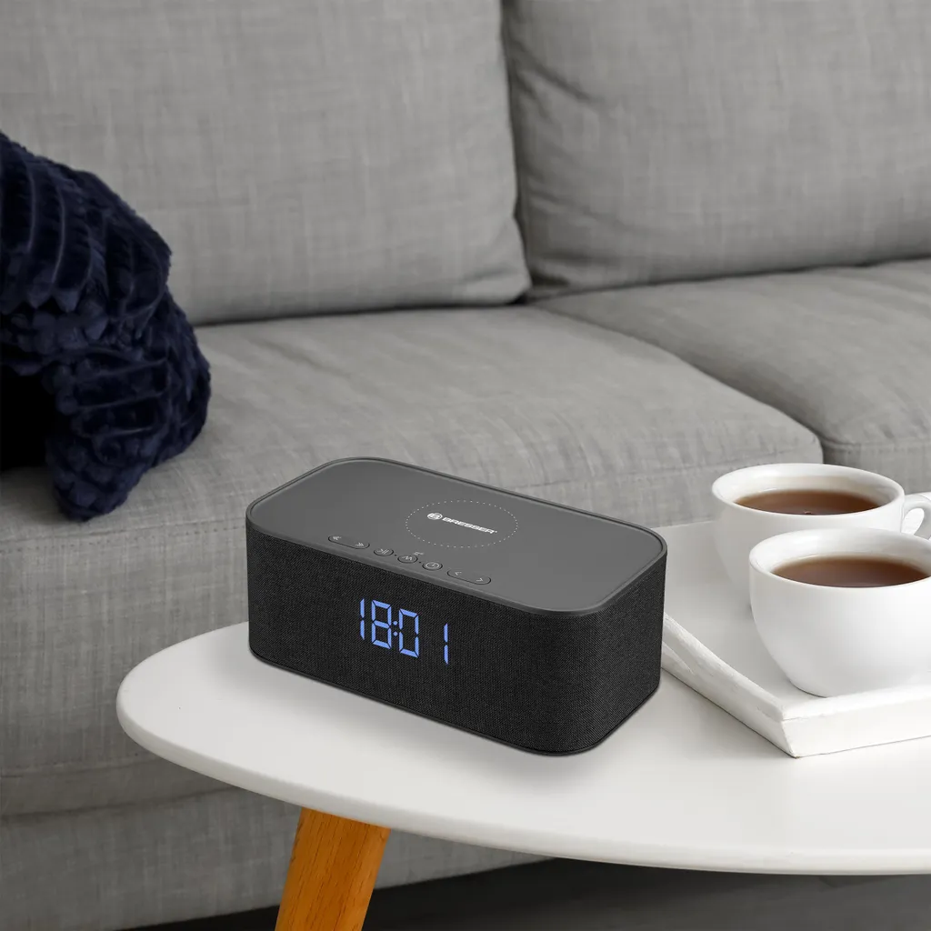 Réveil numérique avec enceinte Bluetooth et station de charge induction - 4