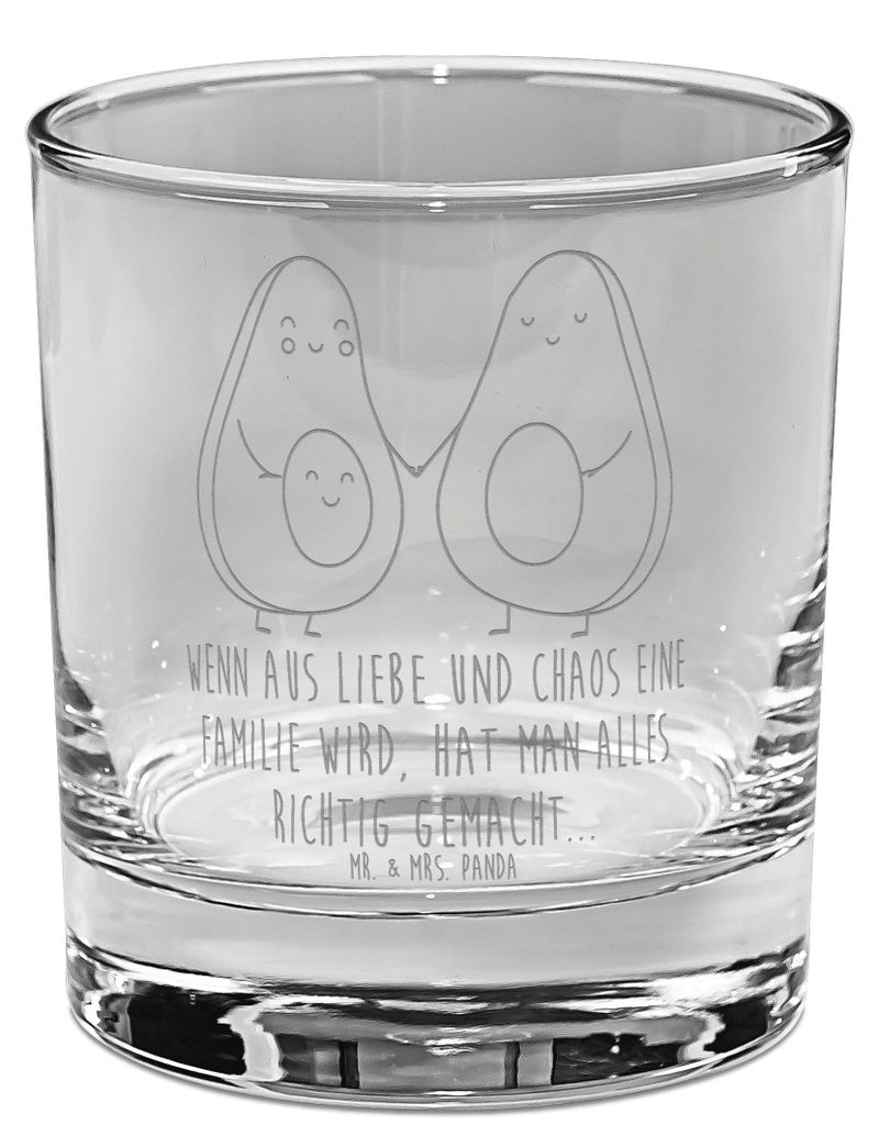 Mr. & Mrs. Panda Whiskyglas Avocado Pärchen - Transparent - Geschenk, Gravur, Tumbler, Kinder, Whisky, Geburt, Schwangerschaft, Familie, eiswürfe...
