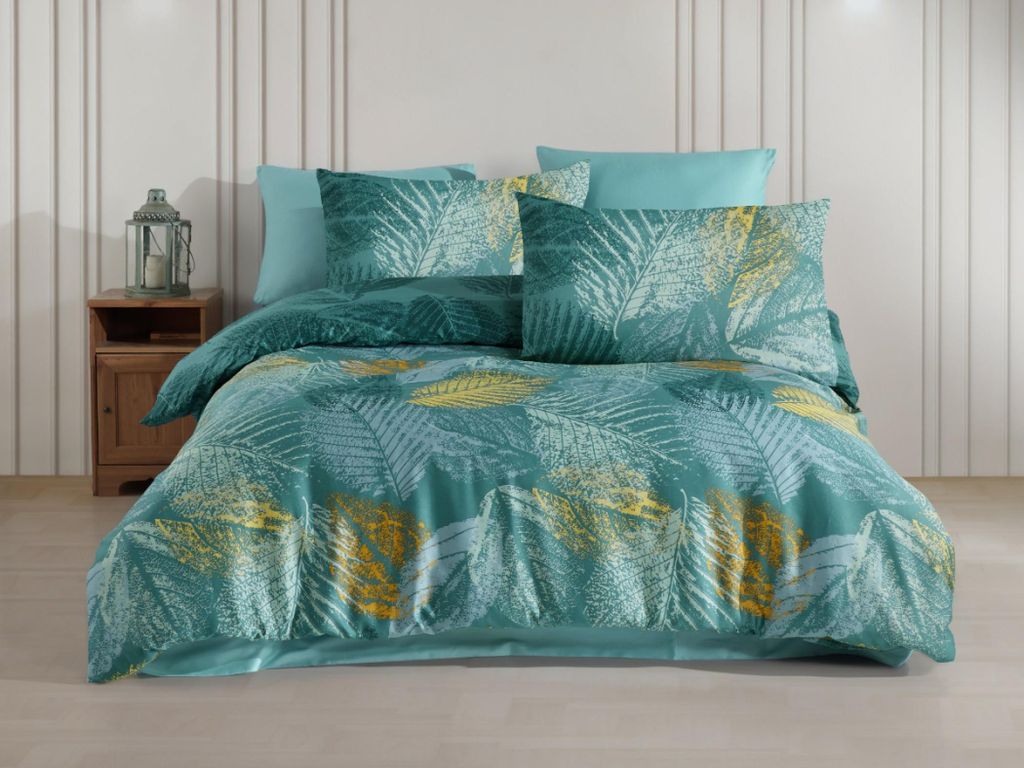 Französische Bettwäsche Satin 240x220, 70x90cm Palomagrün