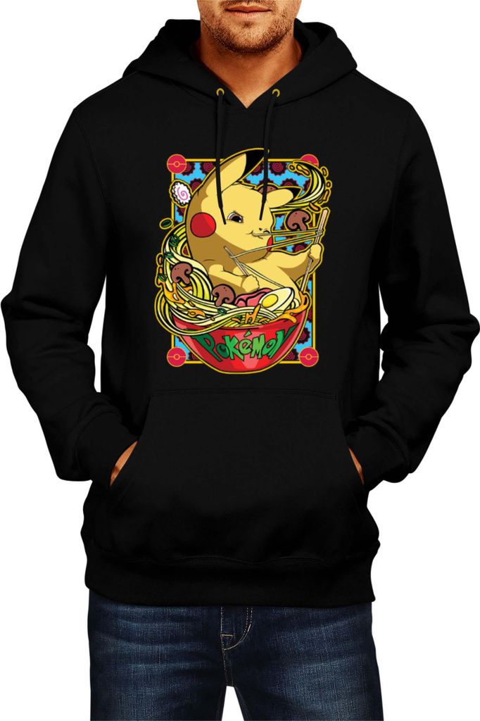 Herren Kapuzenpullover Japan Manga Anime Comics Pokemon 041, Man 2XL / Schwarz