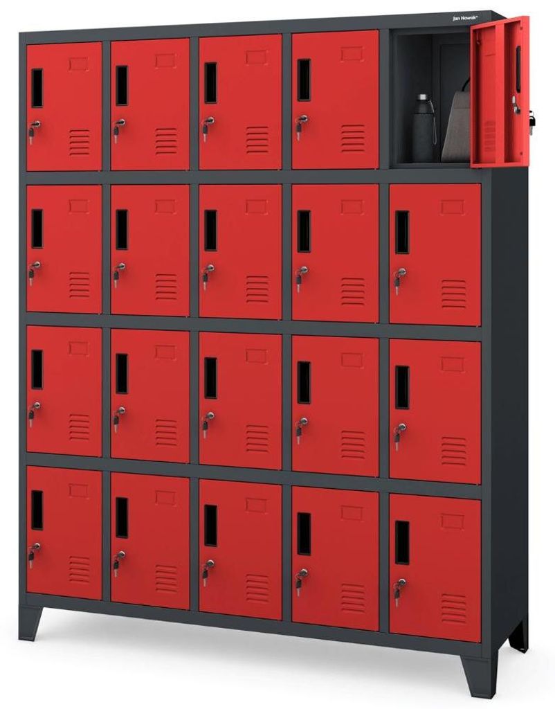 Schließfachschrank Spind ROBERT 20 Fächer Etikettenhalter Lüftungsschlitze | Wertfachschrank Umkleideschrank Metall Kleiderspind 172x136x45cm An...