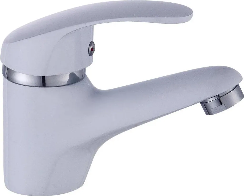 Miscelatore Lavabo Bianco e Cromo | Rubinetto Monocomando Standard DIN - 1