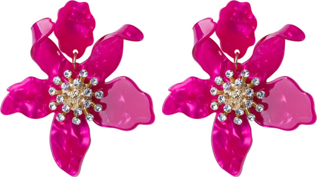 Elegante Damen Acryl-Blumen-Anhänger, Statement-Ohrstecker, Ohrringe, Schmuck, Geschenk-Rosenrot