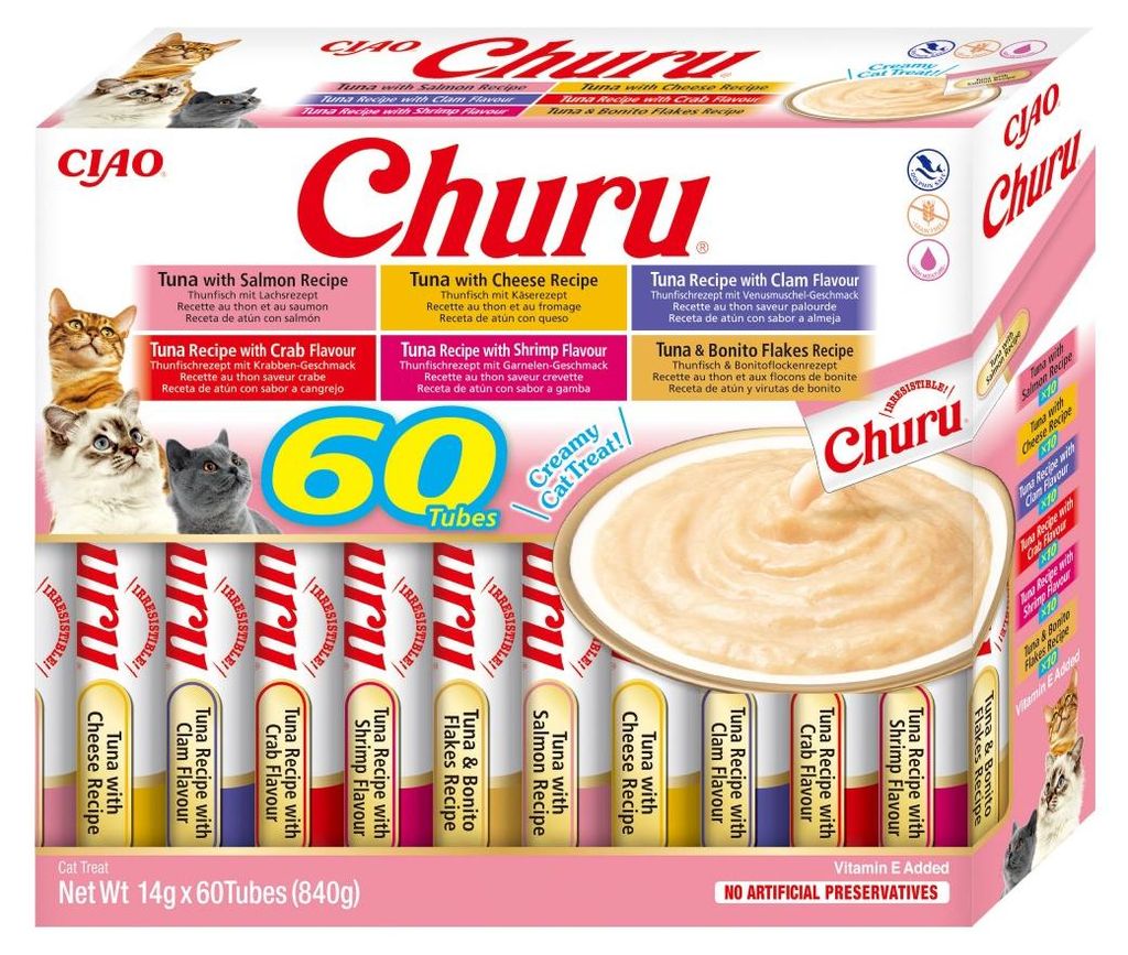 Confezione assortita INABA Churu Tonno: snack per gatti, 60 Immagine del prodotto 