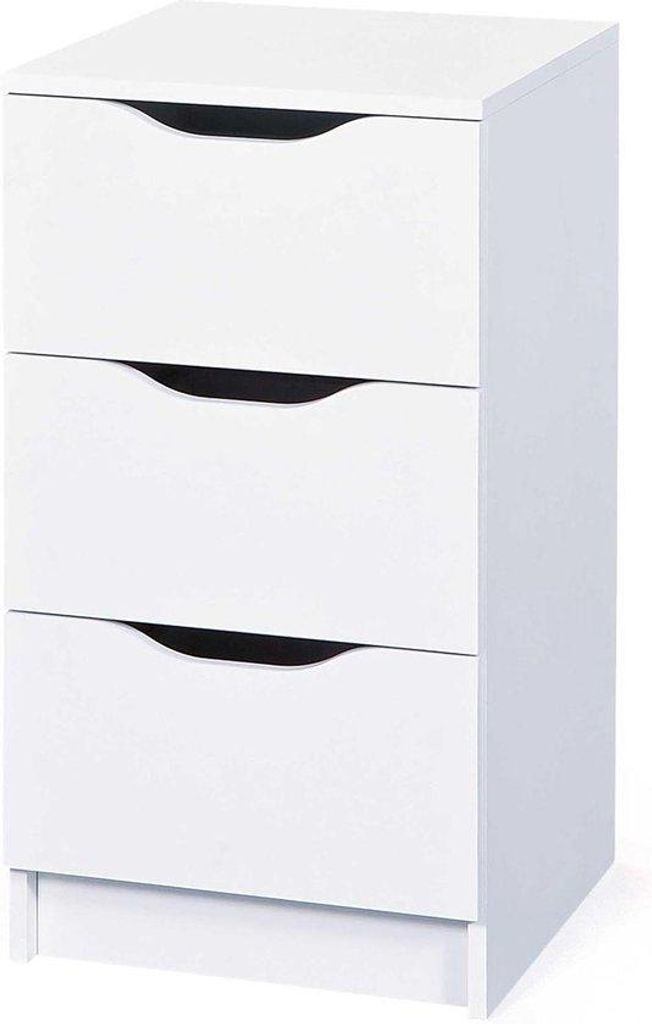 Dreifachladenkast - Weiss - Melaminbeschichtet - Sitzgelegenheit - Kommode - Ladenschubladen - 3-Lade-Block