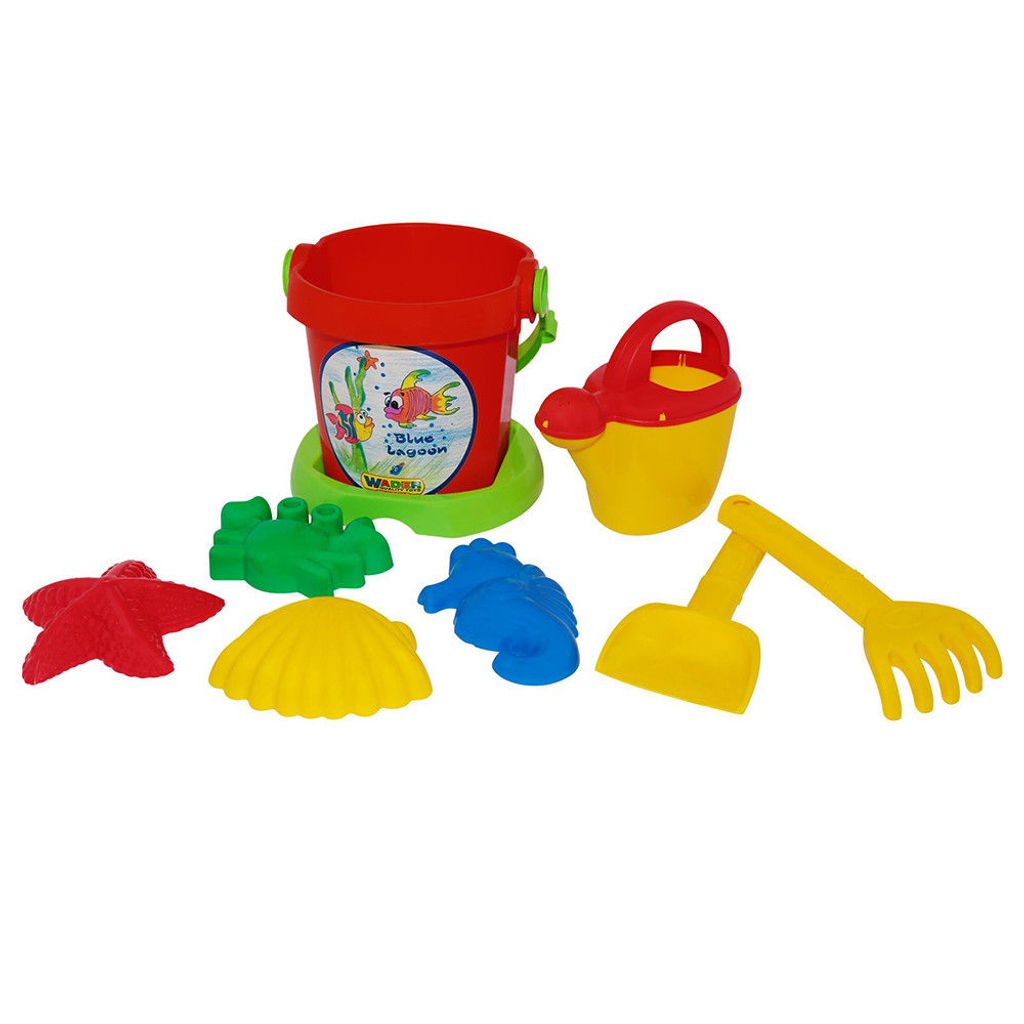 Kinder Spielzeug Sandspielzeug Strand WADER Eimergarnitur Gießkanne Set 9-tlg 