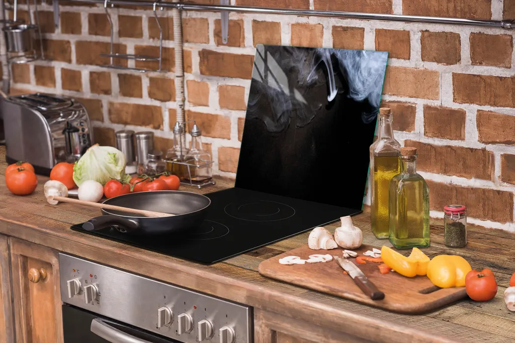 Tagliere in Vetro Temperato 52x40 Fumo | Coprifornelli Universale - 6