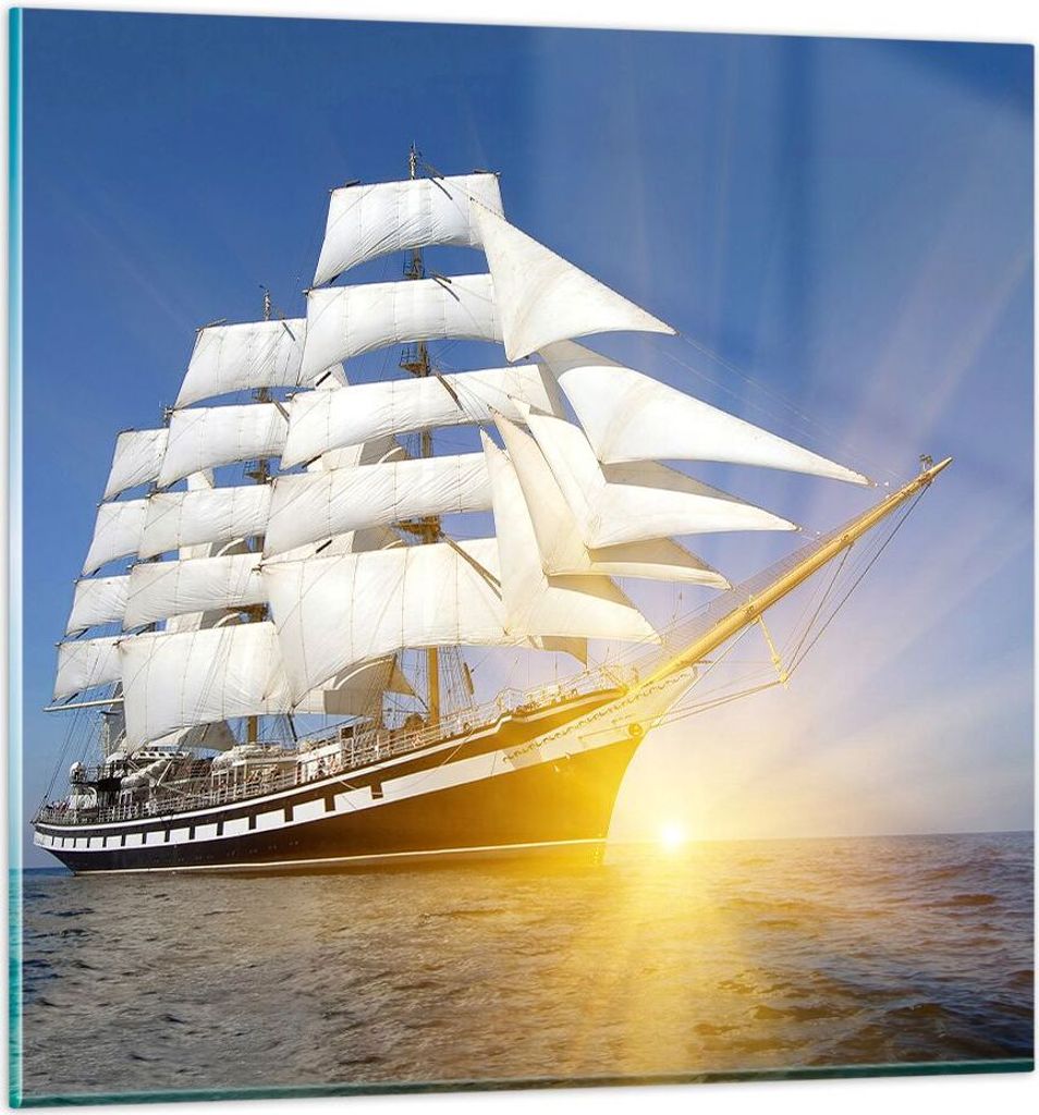 Bilder auf glas - Yacht Meer Welle - 40x40cm - Glasbilder - Wandbilder - Kunstdruck - zum Aufhängen bereit - Wanddekoration aus Glas - Glas Bilder...