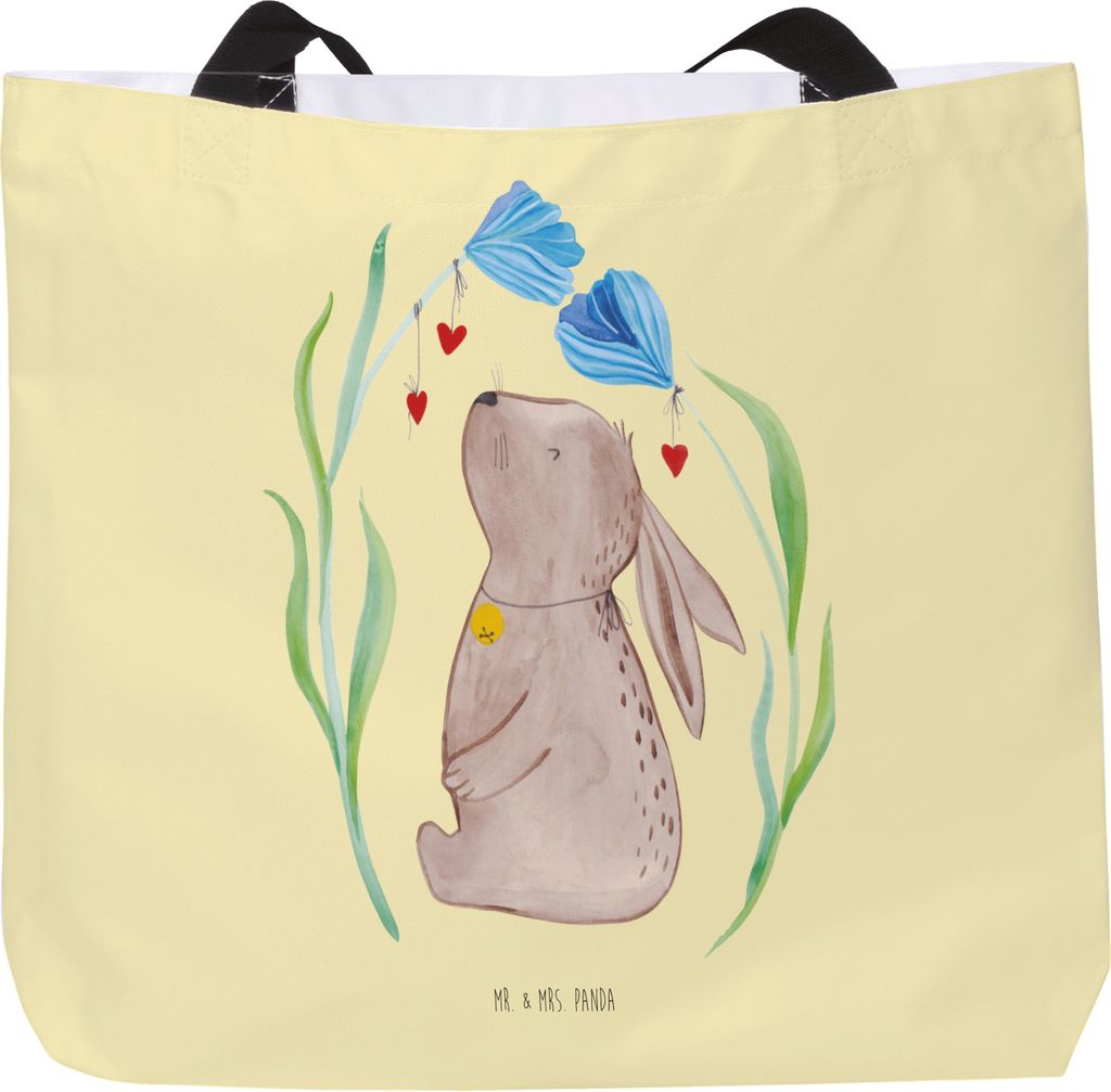 Mr. & Mrs. Panda Tote Bag Hase Blume - Gelb Pastell - Produktbild 