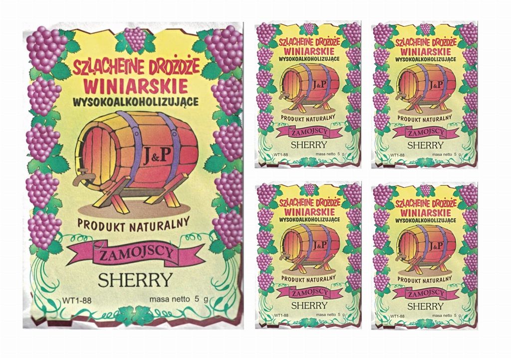 HUGBERT Weinhefe SHERRY für schwere Weine 100% natürlisches Produkt Hefe, Wein, 5 Stück