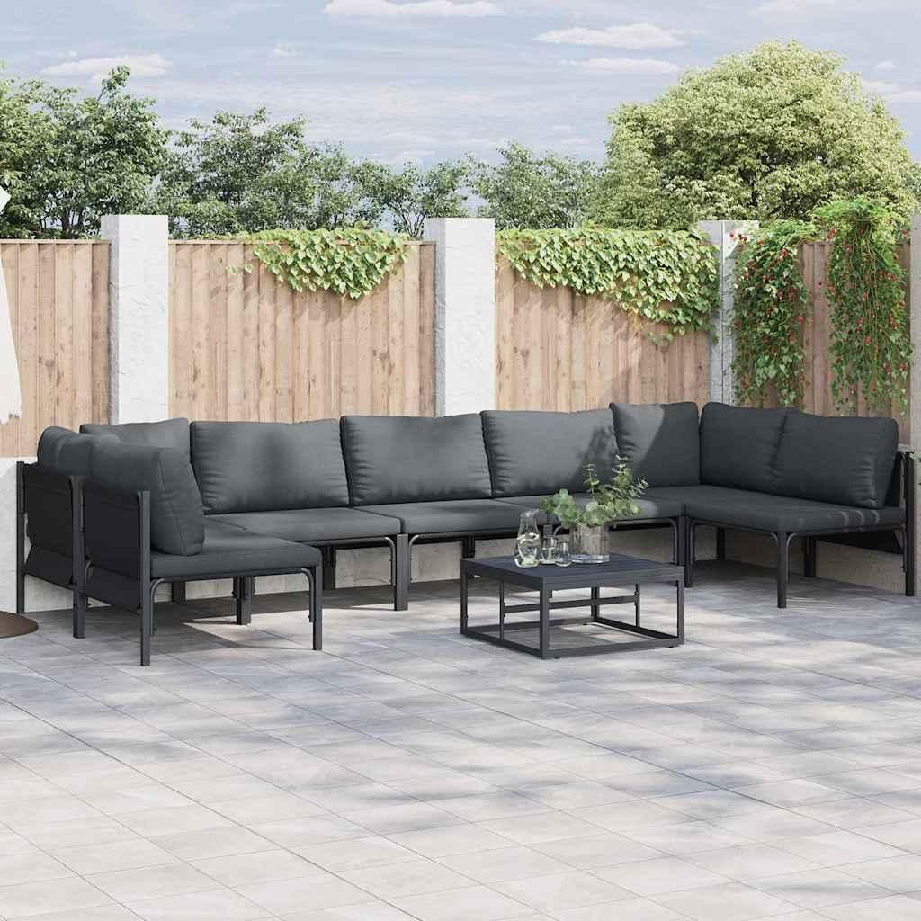 Möbel Garten-Sofa-Set 8 pcs Anthrazit Stahl - Gartenmöbelgarnituren 3378983
