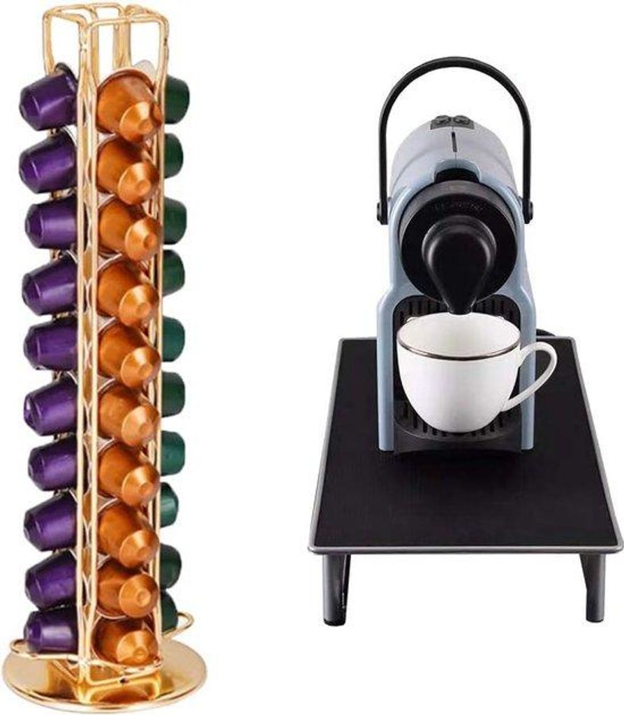 Kapselhalter für 40 Kaffeekapseln, drehbar, mit Schiebevorrichtung, platzsparend, Kaffeemaschinenbasis