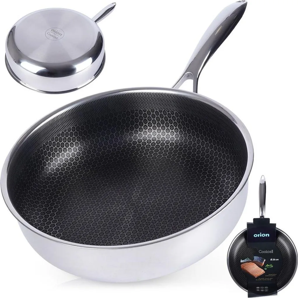 DELUXE Padella Ibrida Antiaderente In Ceramica E Acciaio Inox | Con Coperchio | Adatta A Induzione E Forno | 5 Qt