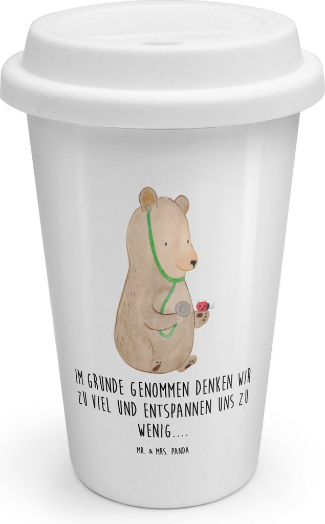 Mr. & Mrs. Panda becher kaffee Bär Arzt - Weiß - Geschenk, Kaffeebecher To Go, Coffee, Thermobecher, ToGo, Teddy, Doktor, Doktorin, Professor, Pr...