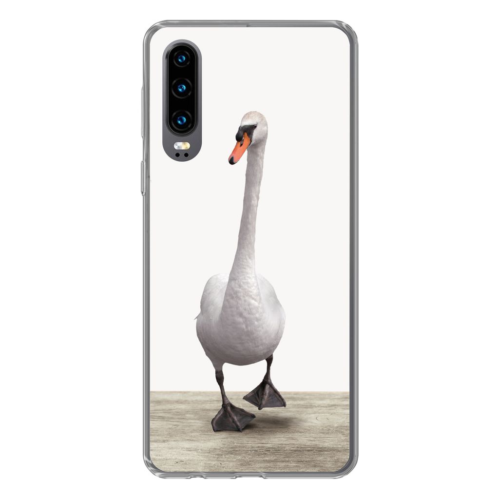 MuchoWow Handyhülle Schutzhülle Hülle für Huawei P30 Schwan - Tiere - Vogel - Jungen - Mädchen - Kinder Silikon Softcase Handy Hülle - Kart...