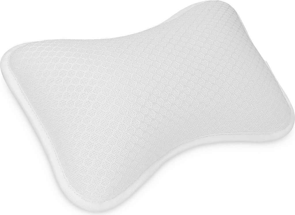 Navaris Badewannenkissen klein aus Mesh - Wannenkissen Kopfkissen Nackenkissen Kissen für Badewanne - Standard 100 - Anti Rutsch in Weiß