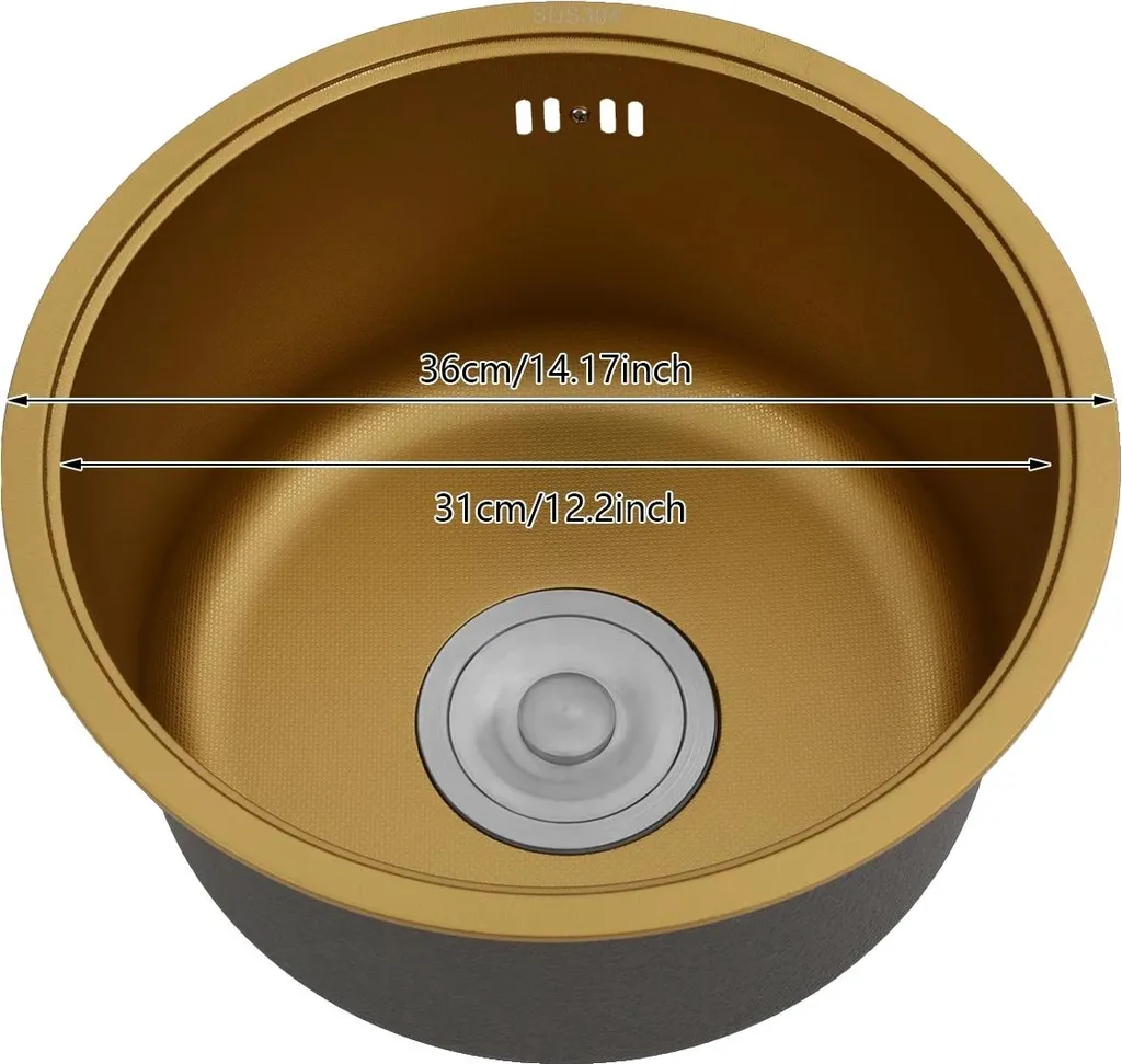 Évier de cuisine compact doré - Solution design ronde pour petit espace