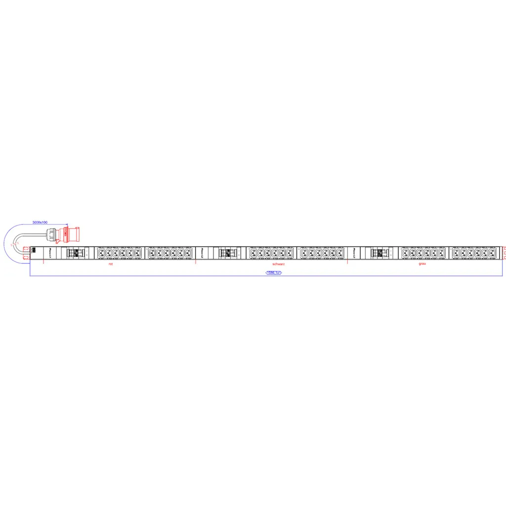 Unité de distribution d'énergie PDU 1U 36x C13 BACHMANN CEE 3x32A Rouge