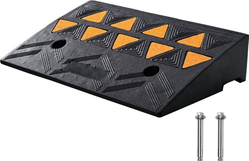 Schwellenrampe aus Vollgummi - Max. Tragfähigkeit 15 Tonnen - Bordsteinrampe 50x30x10,8cm - Rollstuhlrampe - Auffahrrampe für unebenen Boden und ...