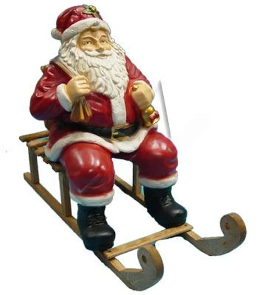 Sculpture Saint Nicolas Traineau en Résine Haute Qualité pour Jardin