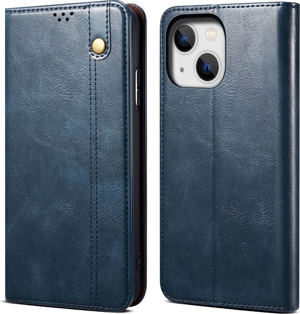 iPhone 15 Plus Hülle, Leder Flip Brieftasche Schutzhülle für iPhone 15 Plus Blau