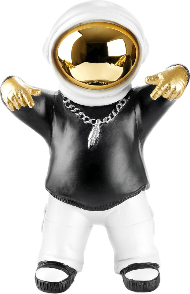 BRUBAKER Dekofigur Astronaut mit schwarzem Hoodie in cooler Pose - 21 cm Weltraum Figur - Gold, Schwarz und Weiß