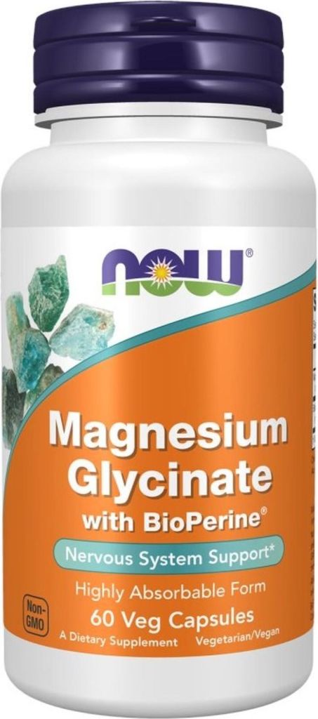 NOW Foods Magnesium Glycinate mit Bioperine (60 Kapseln) Produktbild 