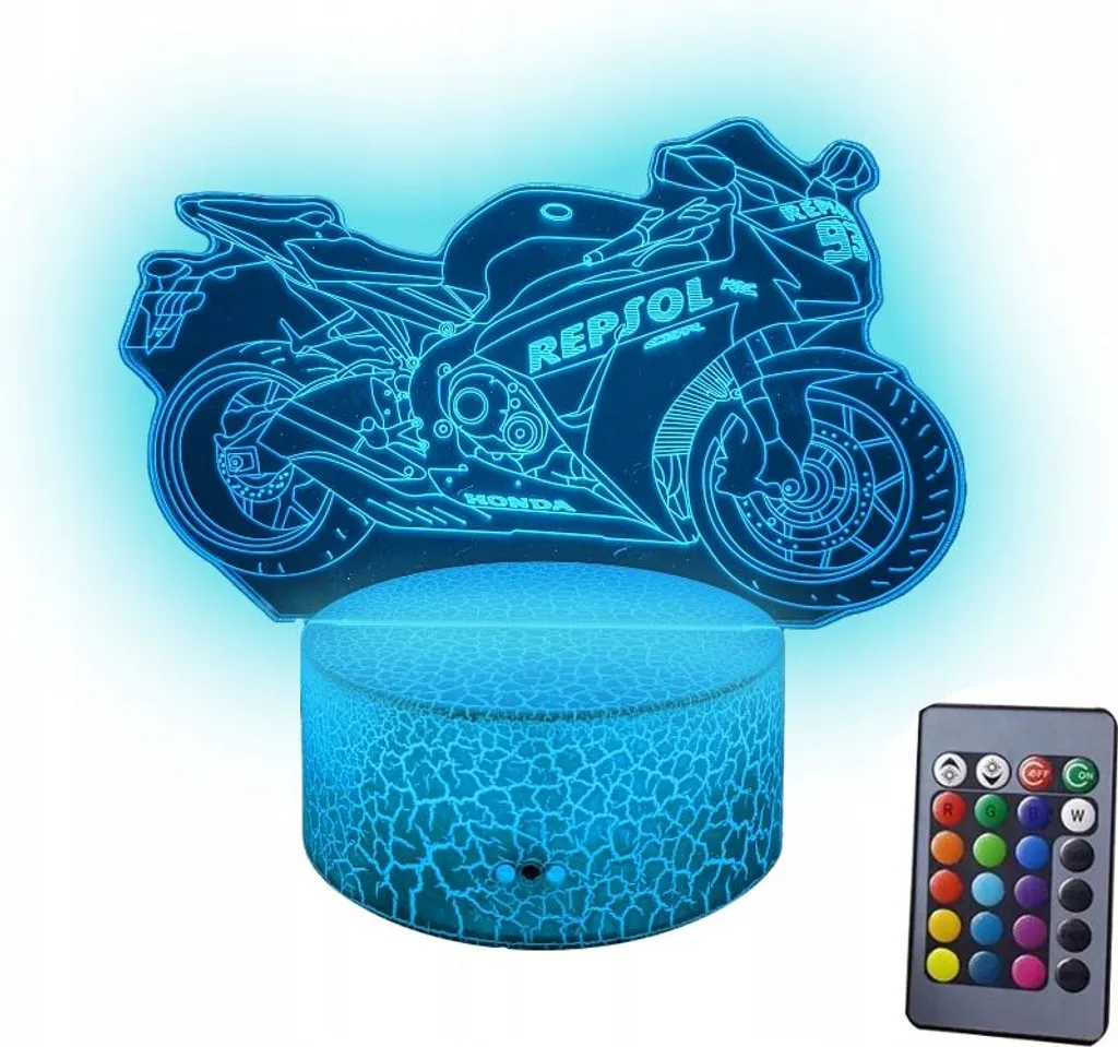 Lampe 3D Moto Motor avec télécommande pour une ambiance unique et zen