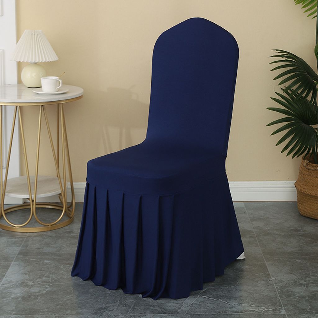 INF Dehnbare Plissierte Stuhlhussen (2er-Pack) Navy blau
