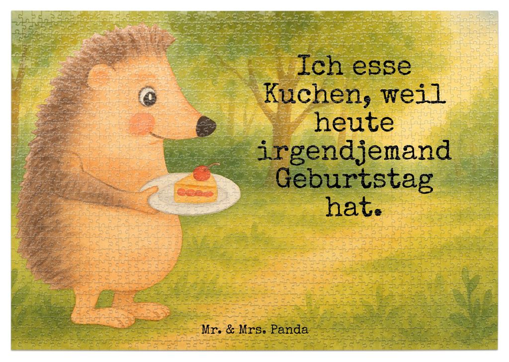 Mr. & Mrs. Panda Puzzle Igel Kuchenstück Design 1500 Teile - Weiß - Geschenk, Lustige Sprüche, 1000, Kuchen, Torte, Puzzlespiel, Backen, 500, Ei...