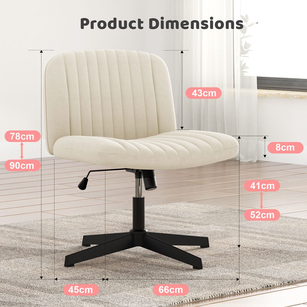 Sedia Da Ufficio Senza Braccioli In Tessuto Panna | Computer Scrivania Ergonomica Con Cuscino Lombare