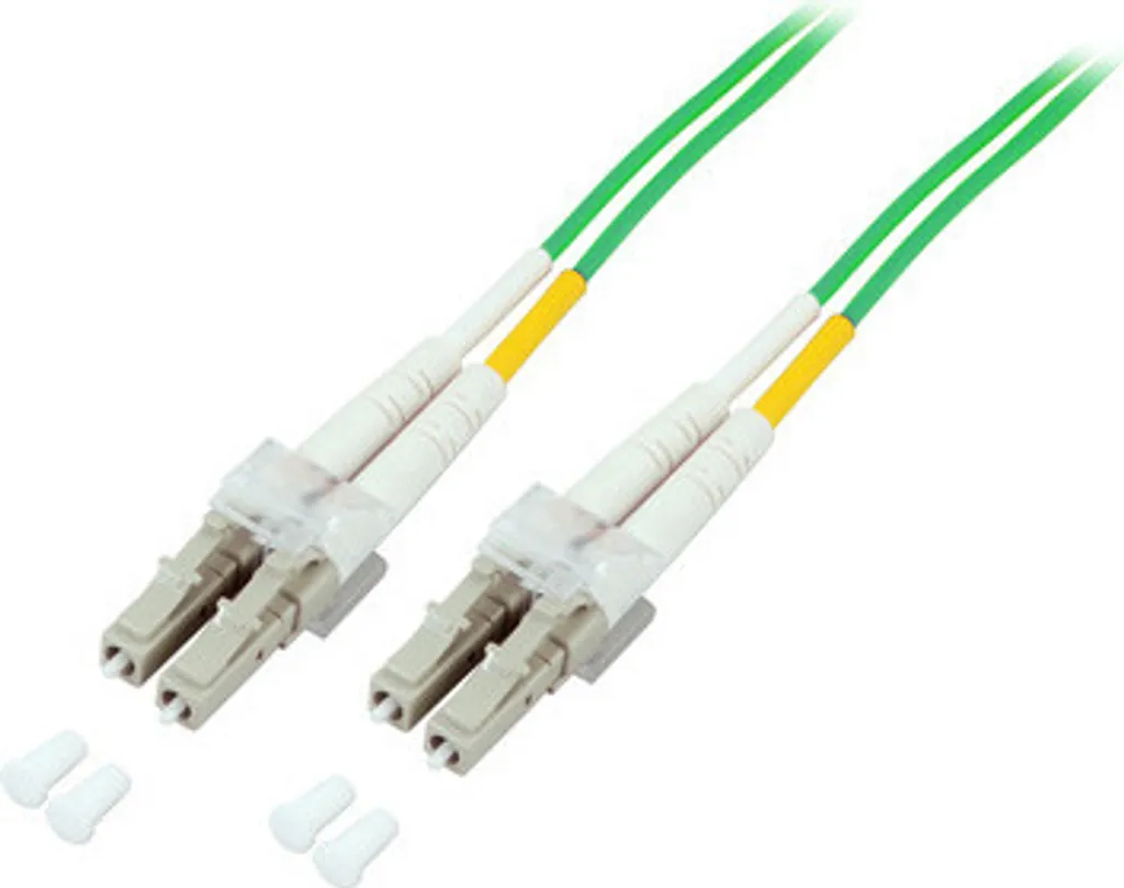 Cordon Fibre OM5 LC-LC 15m LSZH Vert - Haute Performance 50/125 Duplex