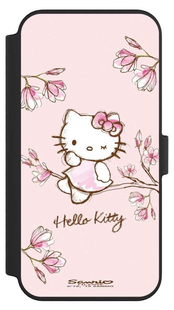 NIVOCASE Klapphülle für Apple iPhone 14 Pro Max Handyhülle aus Kunst Leder NIVOflip schwarz Fanartikel Hanami Hello Kitty
