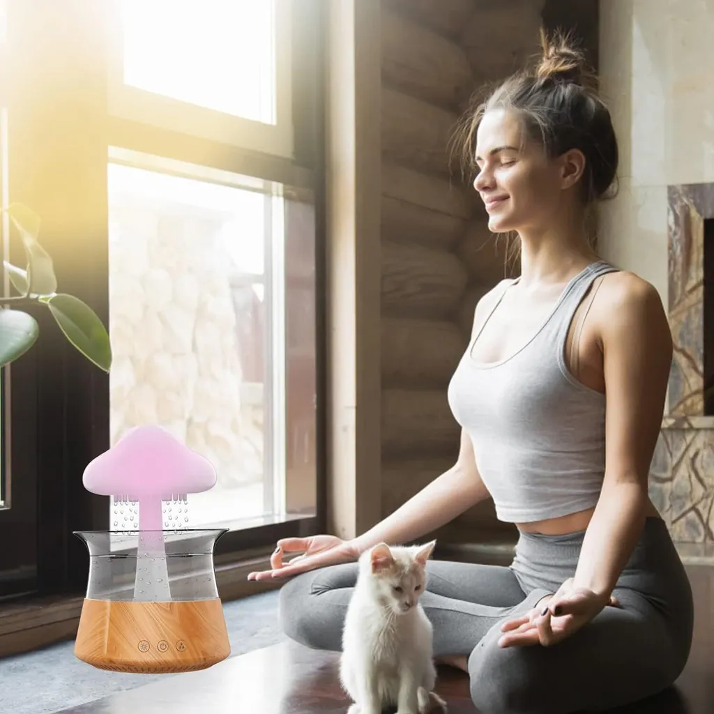 Humidificateur nuage de pluie 450ml avec diffuseur d'huiles et télécommande - 9