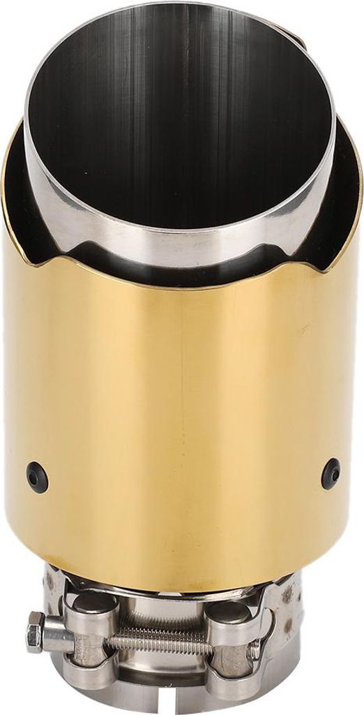 Edelstahl-Heckhals, 63 mm/2,5 Zoll Einlass, 89 mm/3,5 Zoll Auslass, goldene Universal-Auspuffrohrspitze