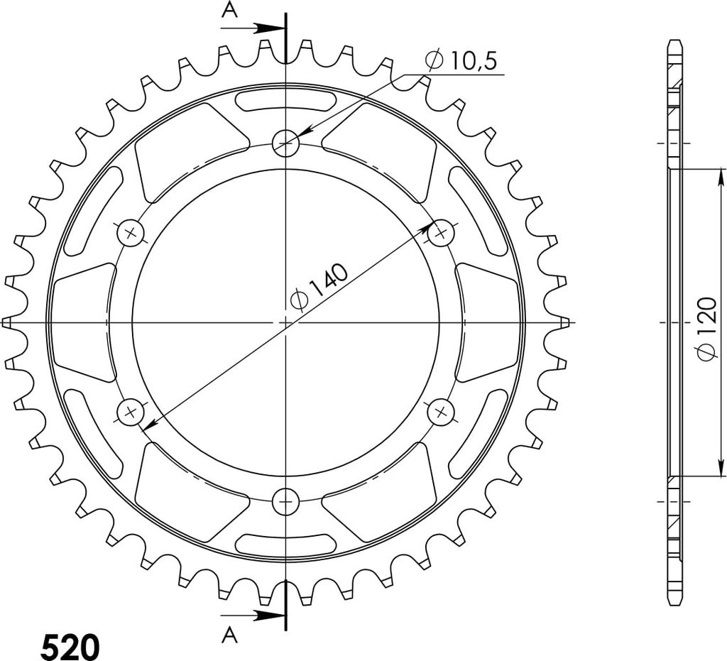 Stahl-Kettenrad Supersprox 520 - 42Z (schwarz) Produktbild 