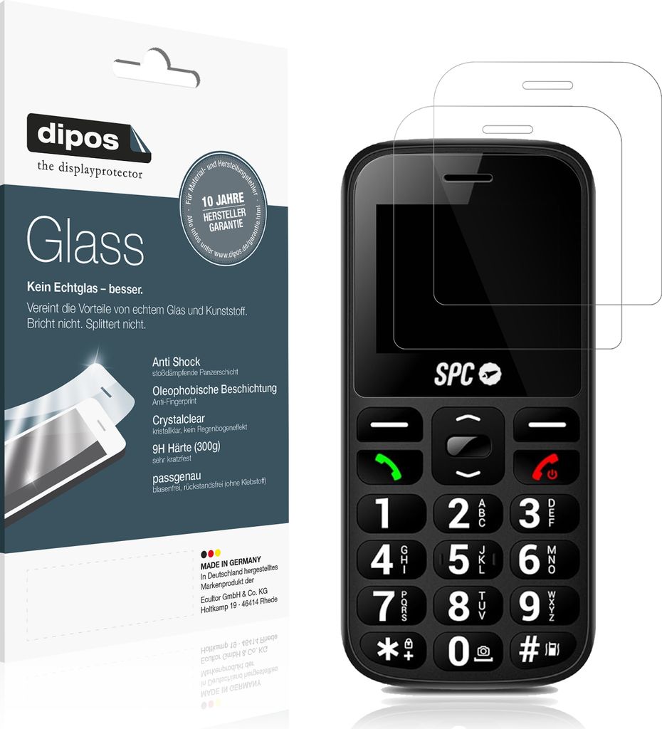 2x Schutzfolie für SPC Fortune 2 - Anti-Shock 9H Folie dipos Glass Kunststoffglas