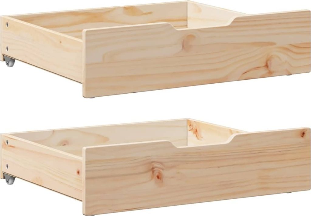 Bettschubladen mit Rollen 2 Stk. 75x55x17 cm Massivholz Kiefer