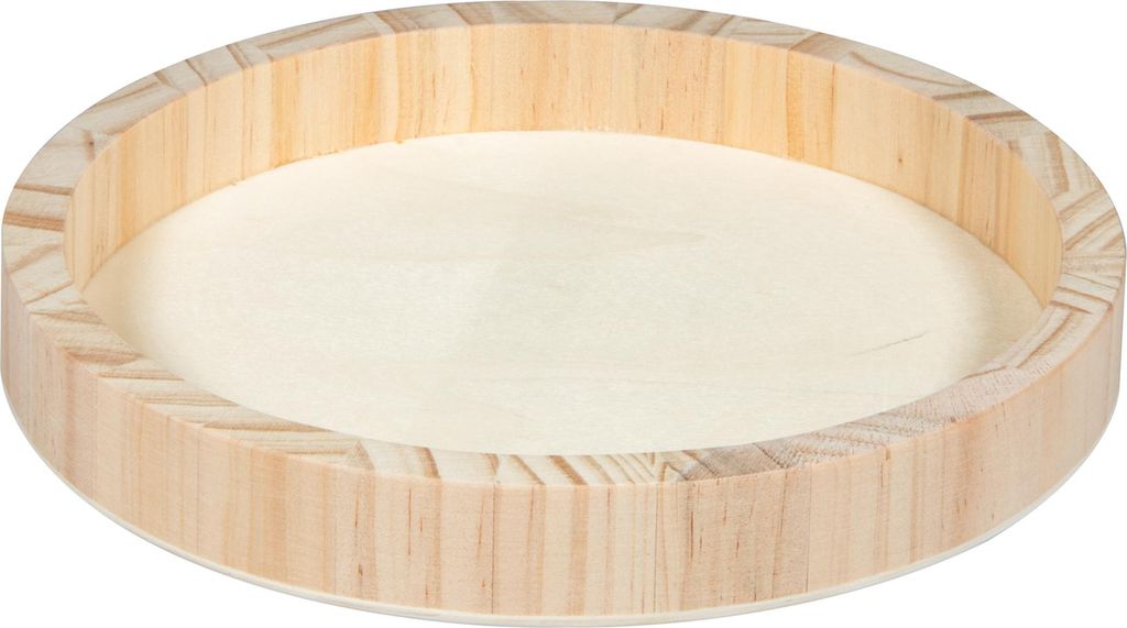 Rayher Holztablett Rund 30 cm Dekoschale Serviertablett aus Holz Natur Braun Ø 20 cm