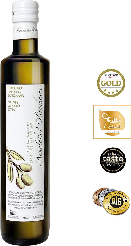 KretaNatura 500 ml Extra Natives Olivenöl aus Kreta (Glasflasche)